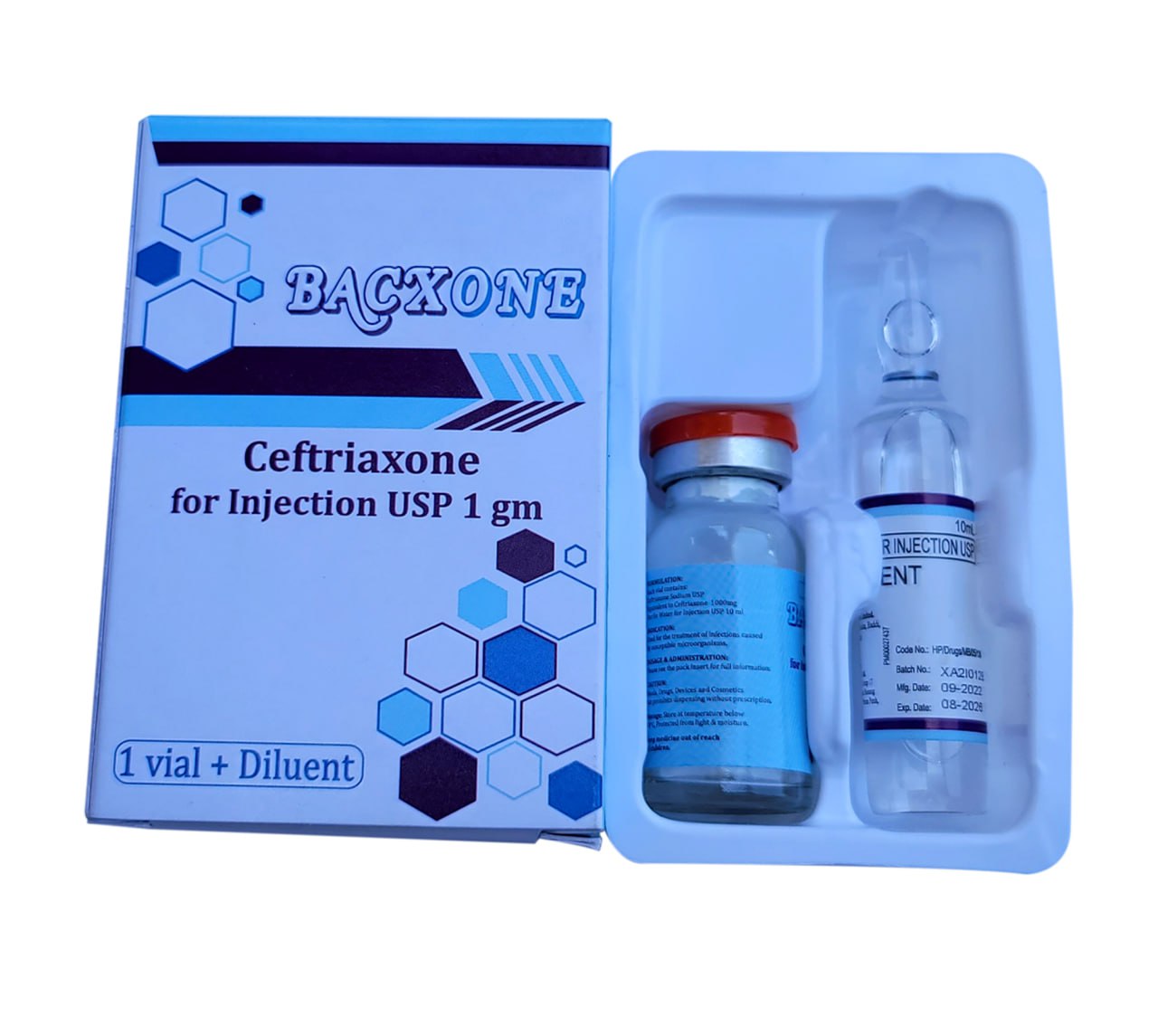 Ceftriaxone for Injection USP 1 gm. (BACXONE)